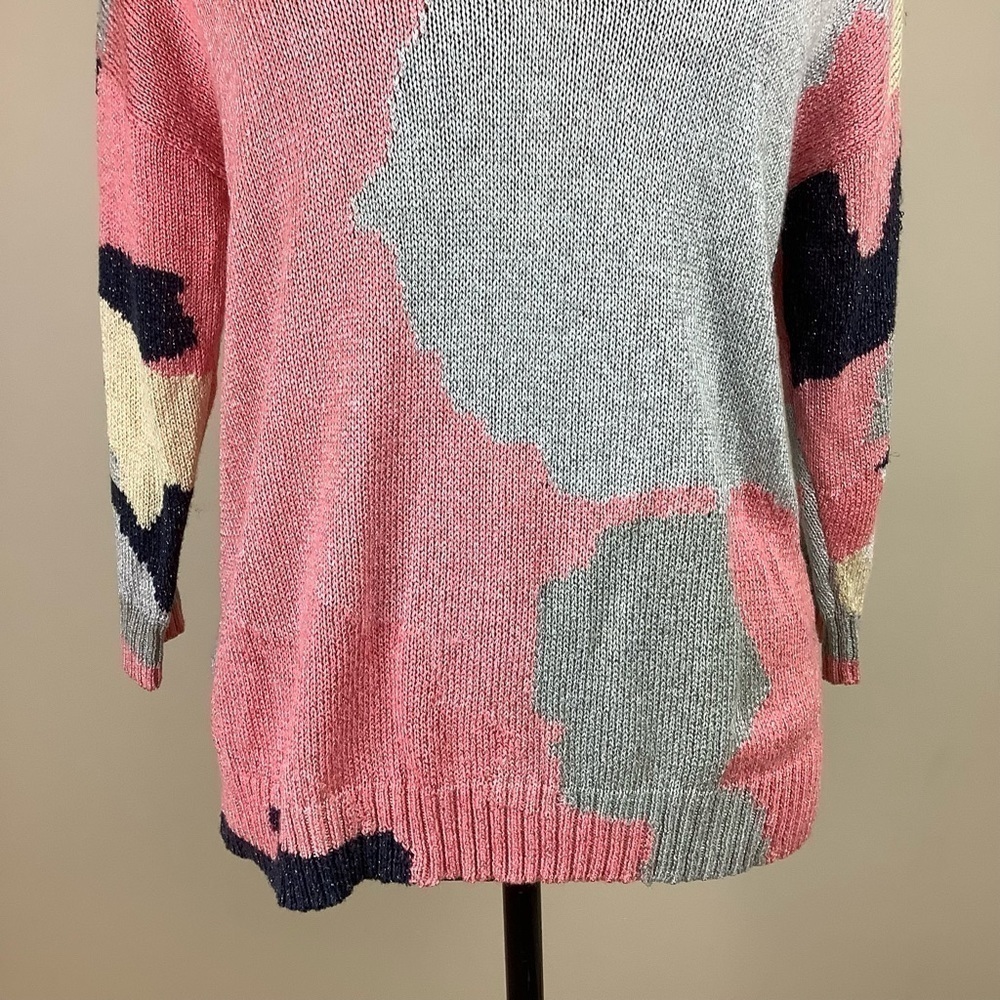 NIC+ZOE SWEATER PINK PATCHWORK SWEATER - Picture 5 of 11